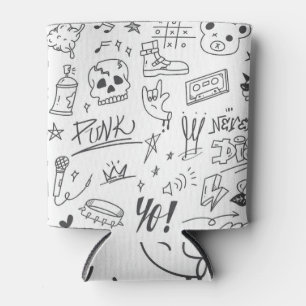 Graffiti Doodles: Punk Music Scribble Dosenkühler