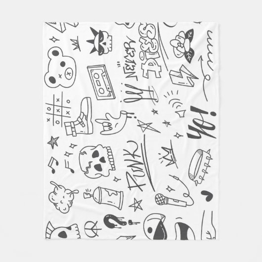 Graffiti Doodles: Punk Music Scribble Fleecedecke (Vorderseite)