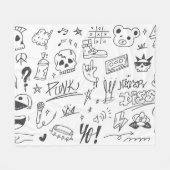 Graffiti Doodles: Punk Music Scribble Fleecedecke (Vorderseite (Horizontal))