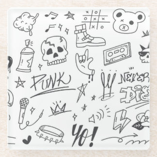 Graffiti Doodles: Punk Music Scribble Glasuntersetzer