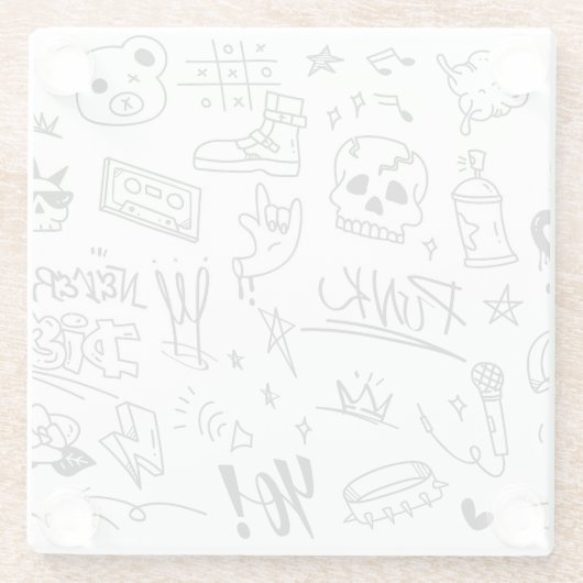 Graffiti Doodles: Punk Music Scribble Glasuntersetzer (Rückseite)