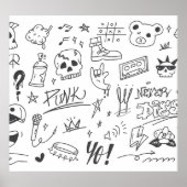 Graffiti Doodles: Punk Music Scribble Poster (Vorne)