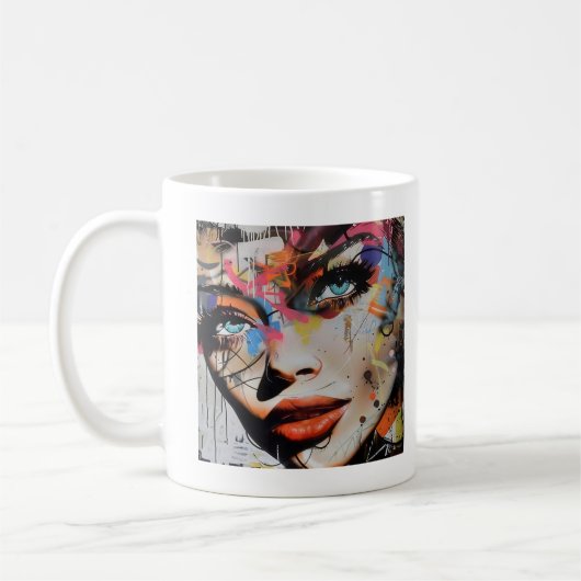Graffiti eines Frauengesichts Kaffeetasse (Links)