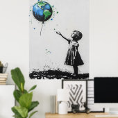 Graffiti Environmental Street Art in Green & Blue Poster (Heimbüro)