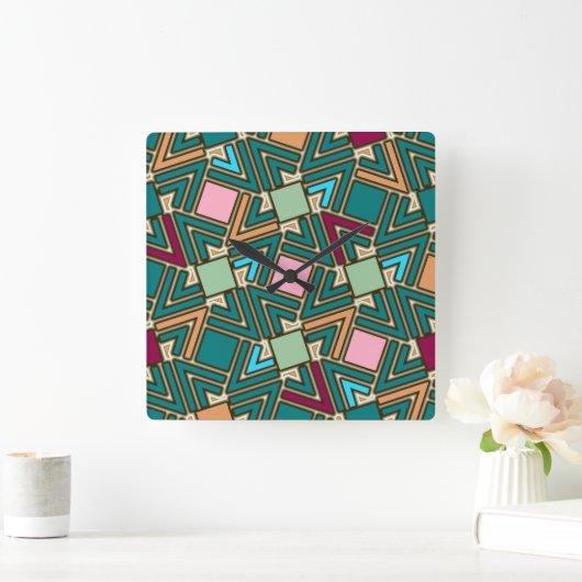 Graffiti Explosion Modern Geometric Pattern Quadratische Wanduhr (Zuhause)