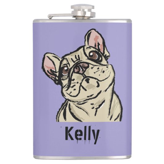 Graffiti Französische Bulldogge Flachmann (Vorderseite)