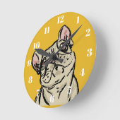 Graffiti Französische Bulldogge Runde Wanduhr (Winkel)