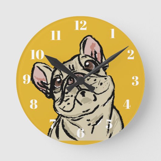 Graffiti Französische Bulldogge Runde Wanduhr (Vorderseite)