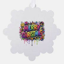 Graffiti Frohe Weihnachten Papier-Ornament Feierta