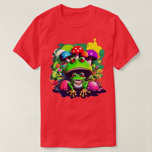 Graffiti-Frosch und Pilze T-Shirt (Design vorne)