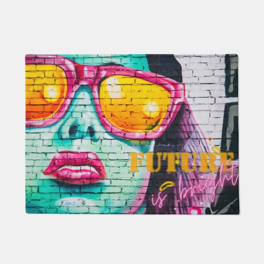 Graffiti Future is Bright Girl & Sungbrille Fußmatte (Vorderseite)