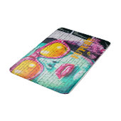 Graffiti Future is Bright Neon Girl & Sunglasses Badematte (Schrägansicht)