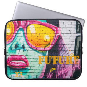 Graffiti Future is Bright Neon Girl & Sunglasses Laptopschutzhülle