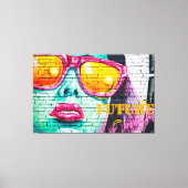 Graffiti Future is Bright Neon Girl & Sunglasses Leinwanddruck (Vorderseite)