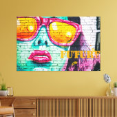 Graffiti Future is Bright Neon Girl & Sunglasses Leinwanddruck (Insitu (Wohnzimmer))