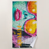 Graffiti Future is Bright Neon Girl & Sunglasses Strandtuch (Vorderseite)