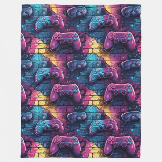 Graffiti GameController Urban Pattern Gamer Zimmer Fleecedecke (Vorderseite)
