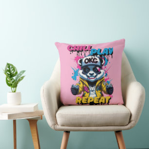 Graffiti Gamer Panda Pop Kissen