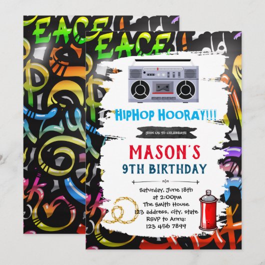 Graffiti-Geburtstagskarte Einladung (Vorne/Hinten)