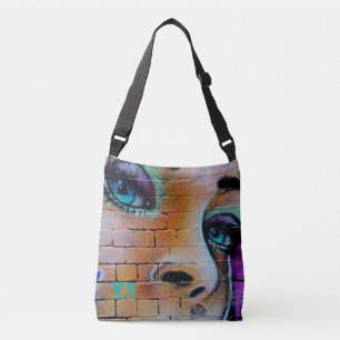 Graffiti Girl Lila Blue Eyes Monogram Tragetaschen Mit Langen Trägern