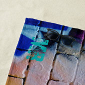 Graffiti Girl Lila Blue Hübsch Eyes Monogram Strandtuch (Beispiel)