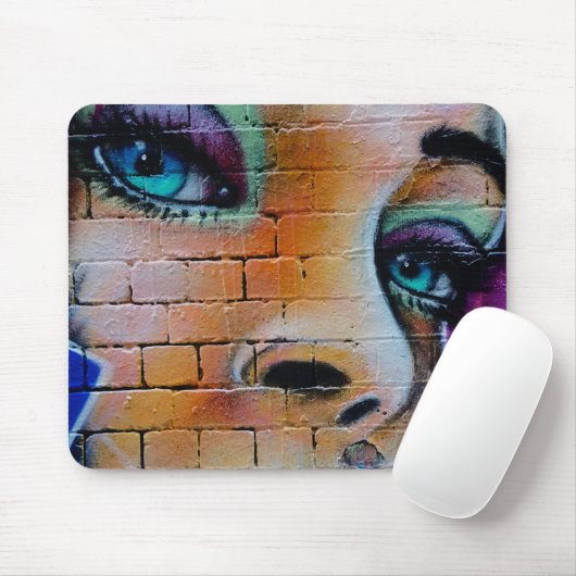 Graffiti Girl Lila Blue Hübsch Eyes Mousepad (Mit Mouse)