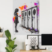 Graffiti Girl with Heart and Lockers - Urban Art Poster (Heimbüro)