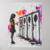 Graffiti Girl with Heart and Lockers - Urban Art Poster (Vorne)