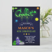 Graffiti-Glühen in der dunklen Party Einladung (Stehend Vorderseite)