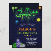 Graffiti-Glühen in der dunklen Party Einladung (Vorne/Hinten)