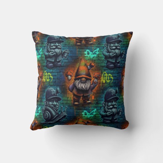 Graffiti Gnome Throw Pillow Kissen (Rückseite)