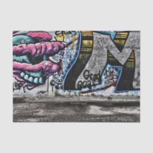 Graffiti Grau Pink Urban Street Brick Wall Art Seidenpapier