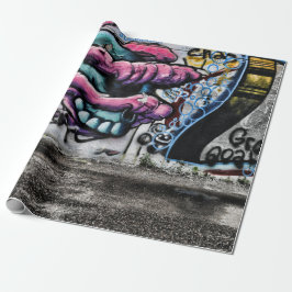 Graffiti Gray Pink Skull Urban Street Wall Art Geschenkpapier
