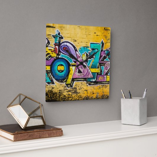 Graffiti, Grundarfjordur, Island Quadratische Wanduhr (Büro)