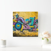 Graffiti, Grundarfjordur, Island Quadratische Wanduhr (Zuhause)