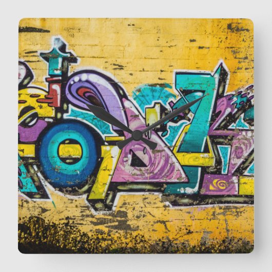 Graffiti, Grundarfjordur, Island Quadratische Wanduhr (Vorderseite)