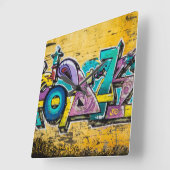 Graffiti, Grundarfjordur, Island Quadratische Wanduhr (Winkel)