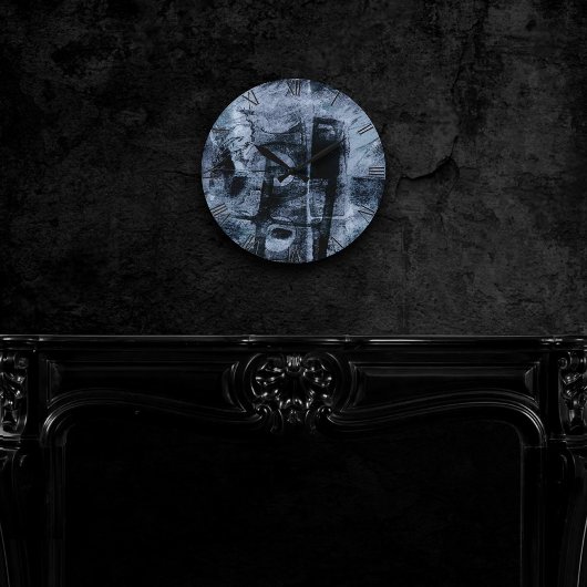 Graffiti Grunge gestrichen | Dunkle Marine und Den Runde Wanduhr