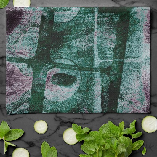 Graffiti Grunge gestrichen | Moody Plum Lila Green Geschirrtuch