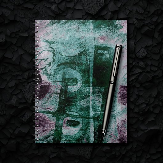 Graffiti Grunge gestrichen | Moody Plum Lila Green Notizblock