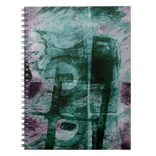Graffiti Grunge gestrichen | Moody Plum Lila Green Notizblock (Vorderseite)