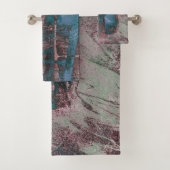 Graffiti Grunge gestrichen | Rost Blue Taupe Badhandtuch Set (Insitu)