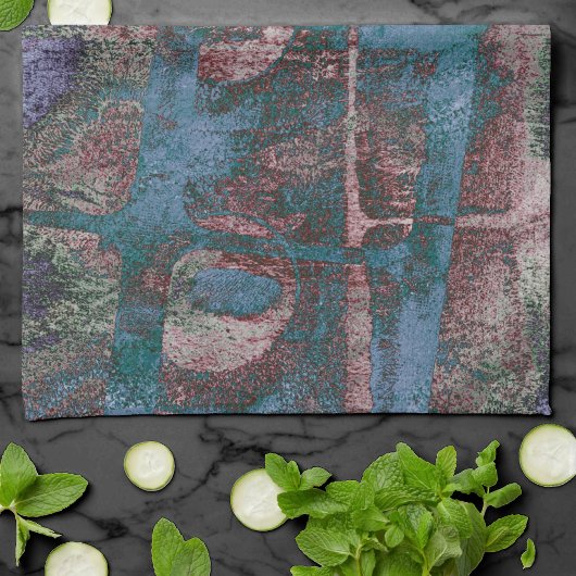 Graffiti Grunge gestrichen | Rost Blue Taupe Geschirrtuch
