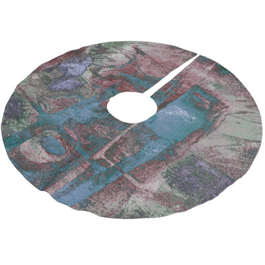 Graffiti Grunge gestrichen | Rost Blue Taupe Polyester Weihnachtsbaumdecke (Schrägansicht)