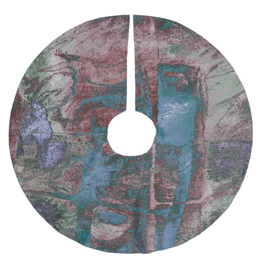 Graffiti Grunge gestrichen | Rost Blue Taupe Polyester Weihnachtsbaumdecke (Vorderseite)