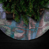 Graffiti Grunge gestrichen | Rost Blue Taupe Polyester Weihnachtsbaumdecke