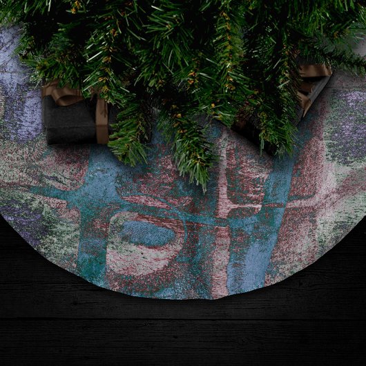 Graffiti Grunge gestrichen | Rost Blue Taupe Polyester Weihnachtsbaumdecke