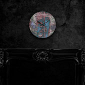 Graffiti Grunge gestrichen | Rost Blue Taupe Runde Wanduhr