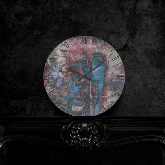 Graffiti Grunge gestrichen | Rost Blue Taupe Runde Wanduhr