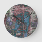Graffiti Grunge gestrichen | Rost Blue Taupe Runde Wanduhr (Vorderseite)